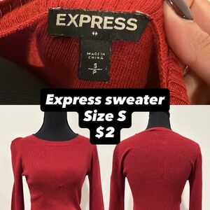 Express Women's Vibrant Red Crew Neck Sweater